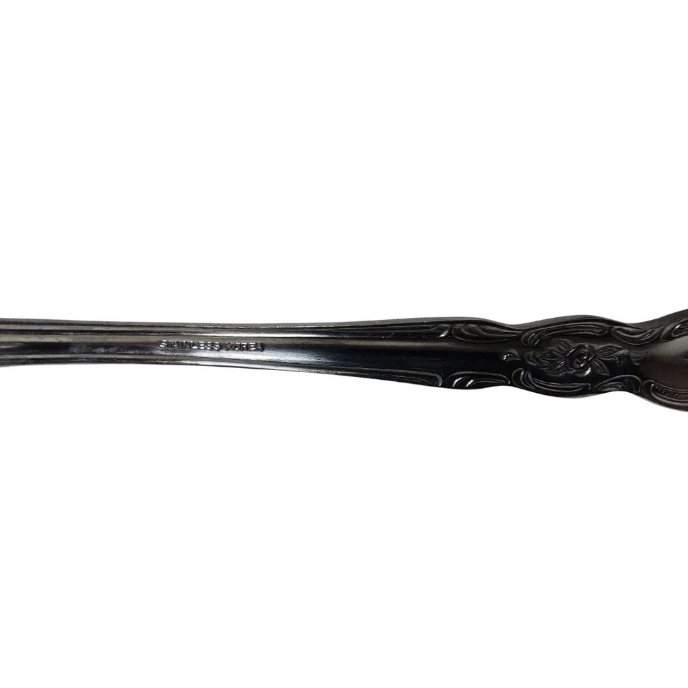 Rogers Stainless Steel Serving Fork Floral Pattern Made In Korea‎ Eight Inches